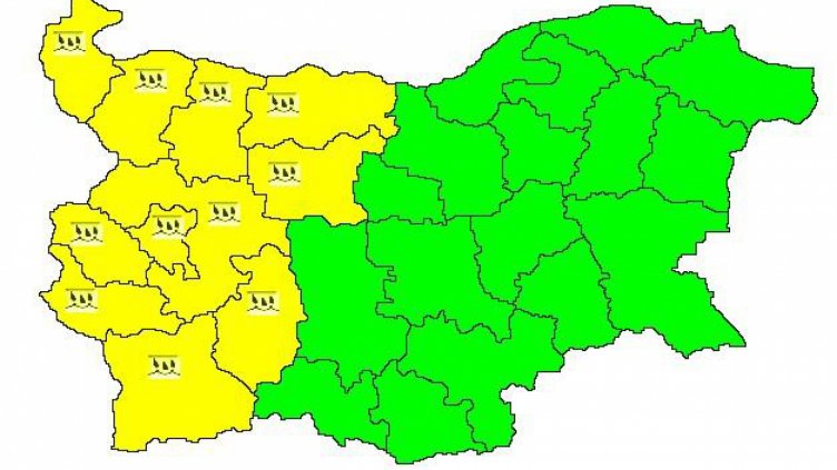 Жълт код за валежи в Западна България