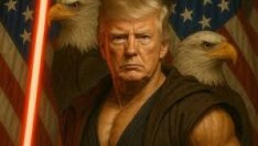 След фотото на Тръмп като папа, Белият дом му пусна снимка и като мускулест джедай