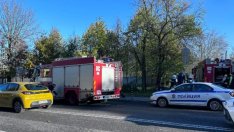 Кола с газово пламна на буферния паркинг на стадион "Васил Левски"