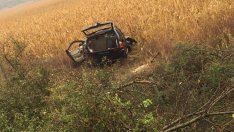 Аквапланинг на "Хемус", варненско БМВ се озова в нива (СНИМКИ)