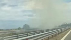 Задръстване на "Тракия" заради пожар