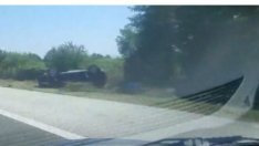 Кола се обърна по таван на "Тракия"