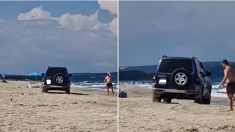 Наглост: Джип криволичи между хавлиите на Камчийски пясъци (ВИДЕО)