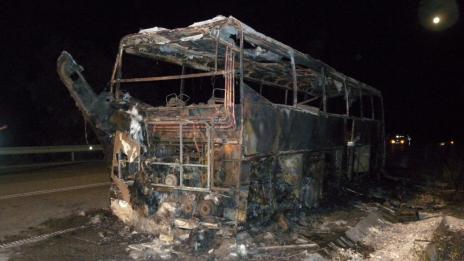 Автобус изгоря по пътя между Симитли и Благоевград
