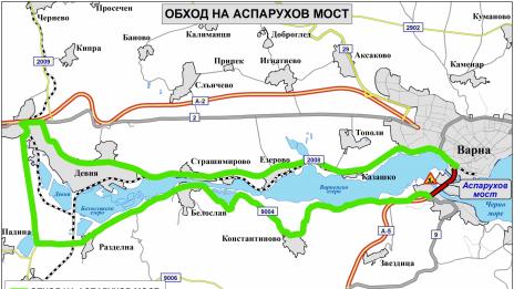 Заради ремонт на Аспаруховия мост, АПИ предлага обходен маршрут