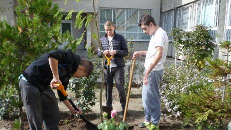 Ученици, родители и учители облагородиха училищния двор на СУ „Пейо Яворов”