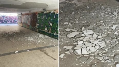 Срути се таванът на подлез във Варна