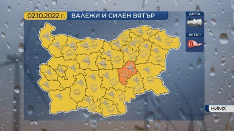Жълт код за силен вятър е обявен за цялата страна