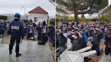 Кадри с групово задържане на гимназисти породиха полемика във Франция