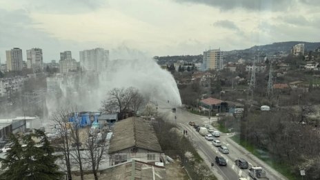 Атракция: Гейзер бликна след спукана ВиК тръба във Варна (ВИДЕО)