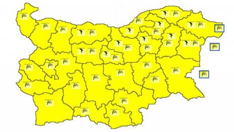 Жълт код за силен вятър в цяла България