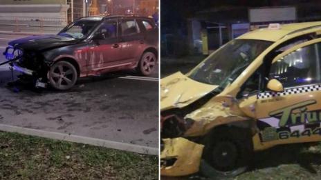 Пиян с БМВ връхлетя върху такси с клиенти в центъра на Варна 