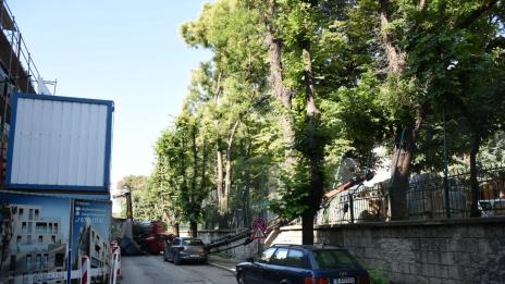 Кран падна върху оградата на Музикалното училище във Варна (СНИМКИ)