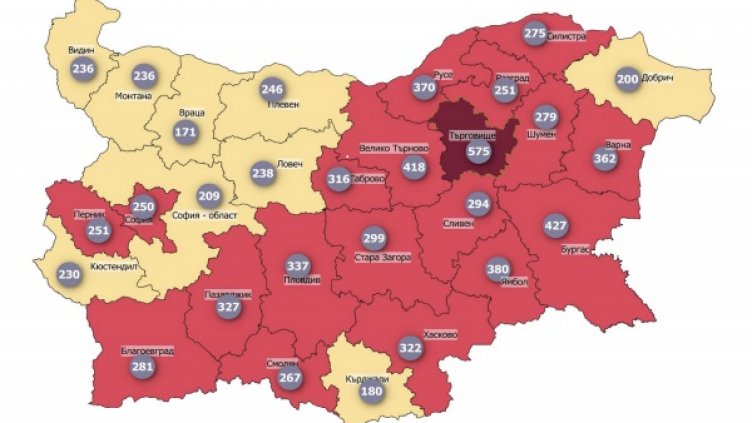 Тъмночервено Търговище, а и Варна усилено крачи. Задава ли се локдаун!