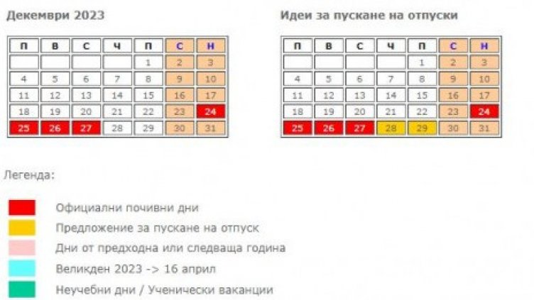 Кога почиваме за Коледа и Нова година