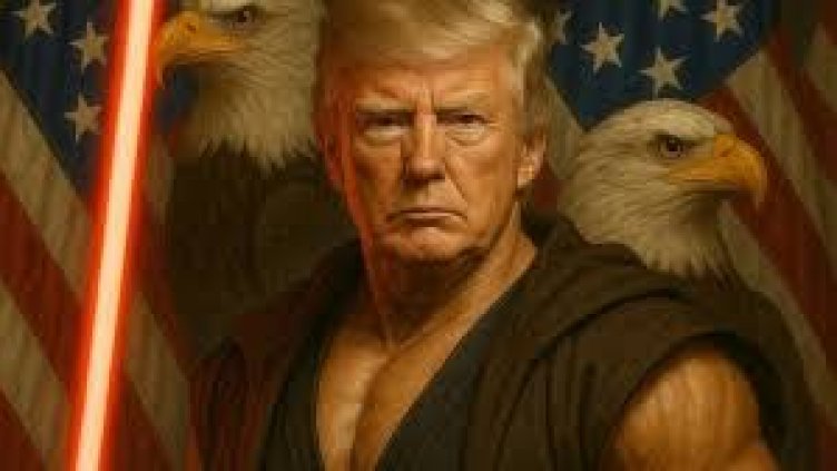 След фотото на Тръмп като папа, Белият дом му пусна снимка и като мускулест джедай