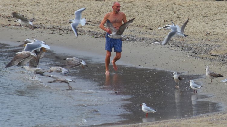 Варненски &quot;морж&quot; се закалява на брега на морето (СНИМКИ)