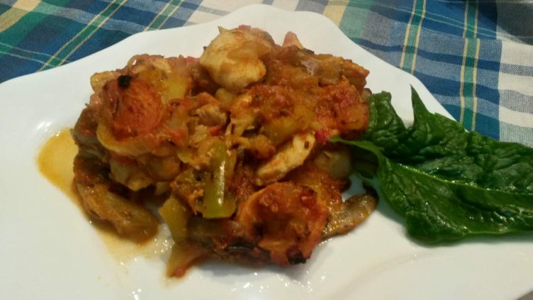 Пилешки жулиени с куркума и неутрални зеленчуци