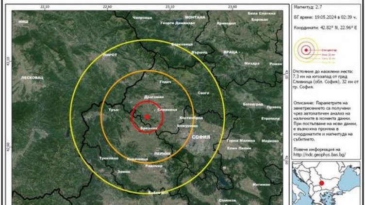 Земетресение край София