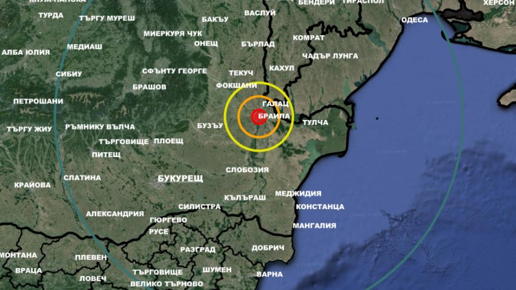 Земетресение с магнитуд 3.5 по Рихтер на 230 км северно от Варна