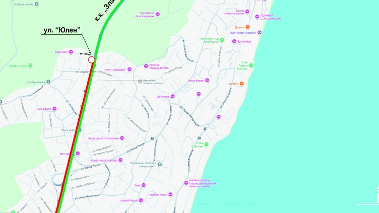 След 20 октомври затварят пътя от кръговото кръстовище на Екопарка към разклона за КК Златни пясъци