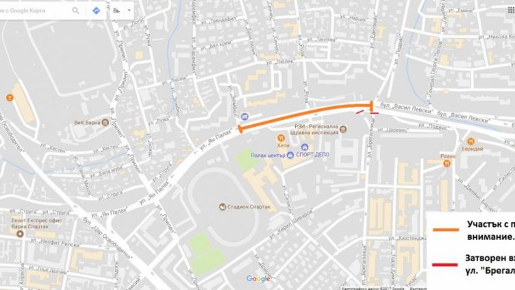 Променят движението по ул. „Ян Палах“ заради ремонта на бул. „Левски“