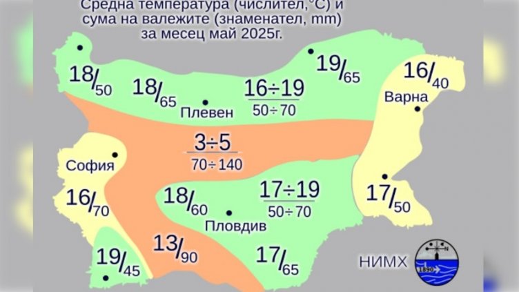Температури от 2 до 33 градуса през май