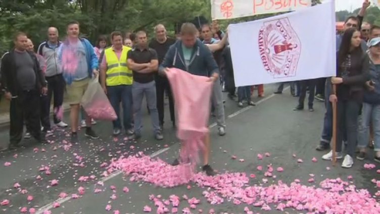Застлаха асфалт с рози в знак на протест