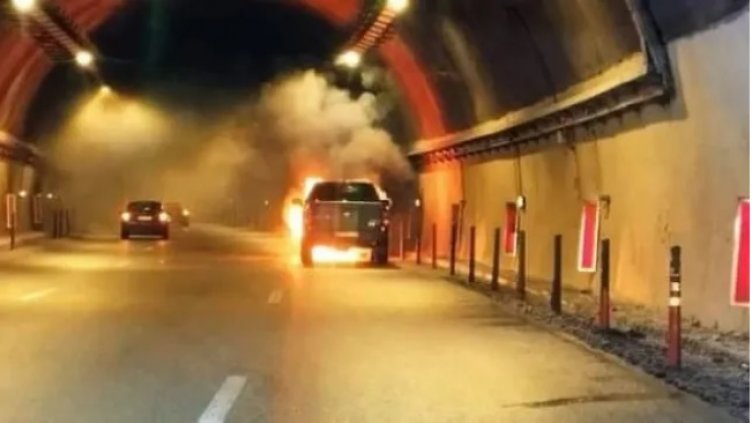 Джип се запали в тунел "Витиня". Затвориха "Хемус" (СНИМКИ/ВИДЕО)