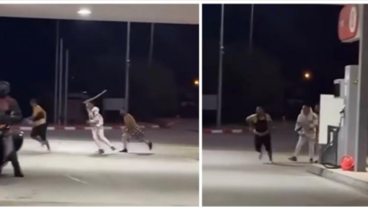 Бой с колове на родна бензиностанция