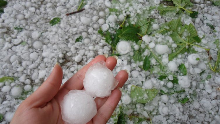 Градушка колкото орех се изсипа над Сливен