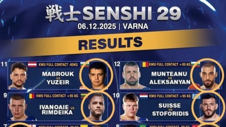SENSHI 29: Зрелищни нокаути, драматични обрати и силни български победи във Варна