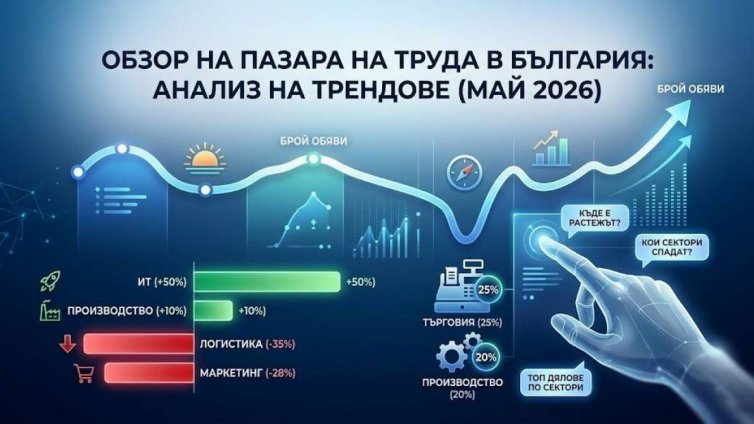 По-малко обяви за работа спрямо миналата година отчита българският пазар на труда