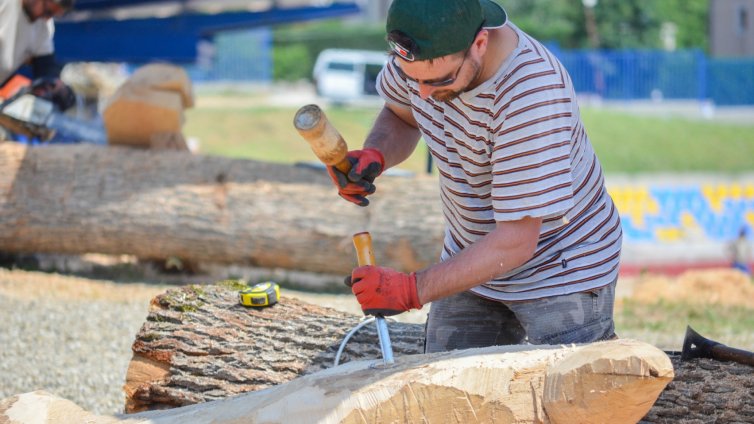 Скулптори ваят шедьоври от дърво в Бяла