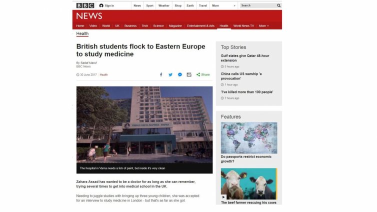 BBC излъчи репортаж за предимствата на образованието по медицина във Варна